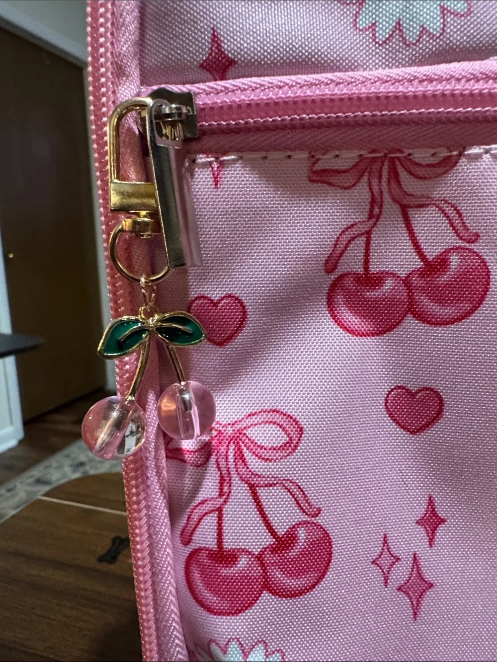 Pink Cherry & Daisy Insulated Tote Lunch Bag